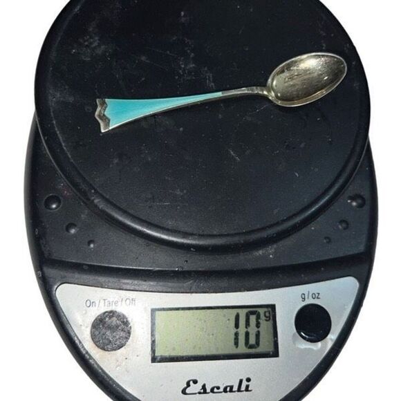 Enamel Demitasse Spoon Sterling Silver Kronesolv J Tostrup Norway Vintage - Picture 13 of 13